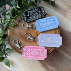 Book Club Ticket Keychains
