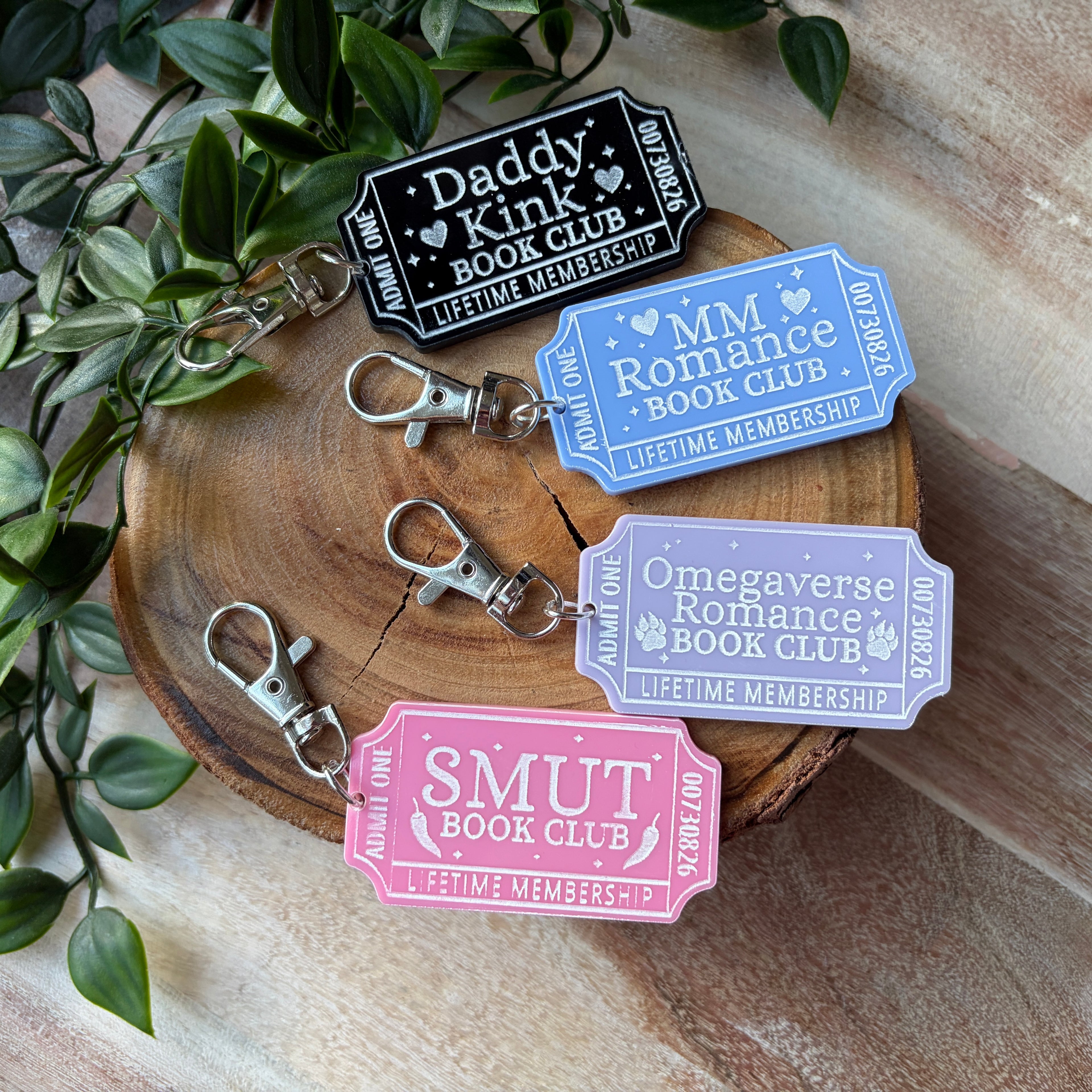 Book Club Ticket Keychains